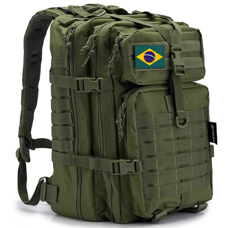 Mochila Tática Sobrevivente 50 Litros - Deser, Preta e Verde