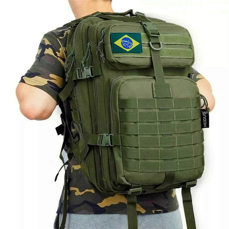 Mochila Tática Sobrevivente 50 Litros - Deser, Preta e Verde