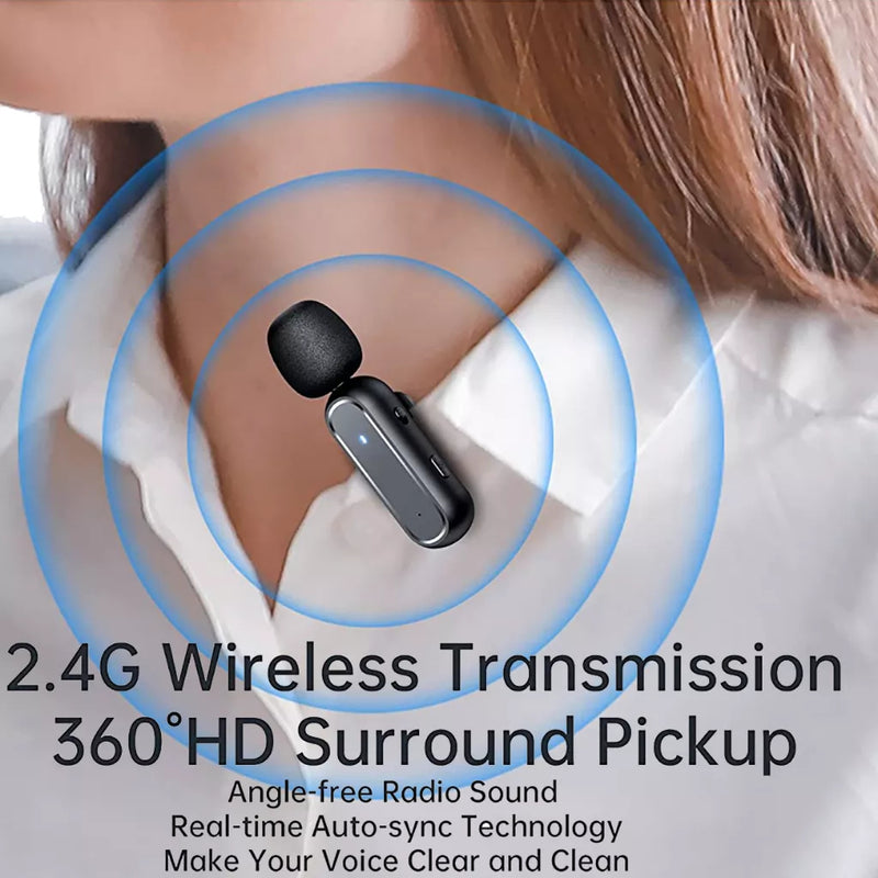 Microfone Lapela Duplo Wireless Entrada Para Ios Cor Preto