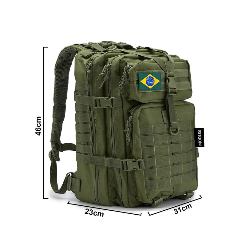 Mochila Tática Sobrevivente 50 Litros - Deser, Preta e Verde