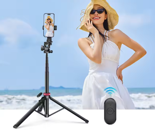 Tripé de Selfie Extensível - Invista em Você. Ideal para seus vídeos e fotos.